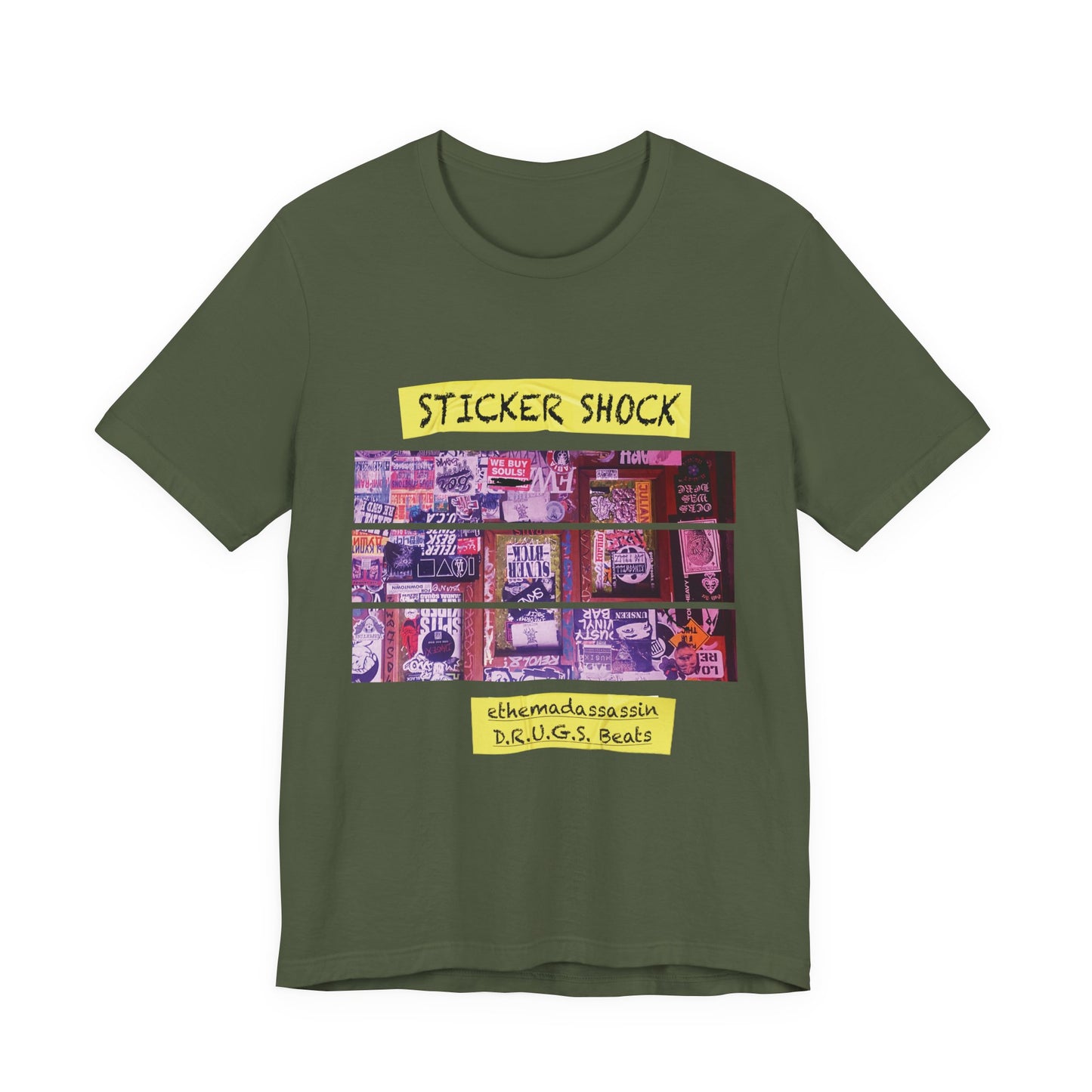 ethemadassassin STICKER SHOCK Unisex Short Sleeve T-Shirt