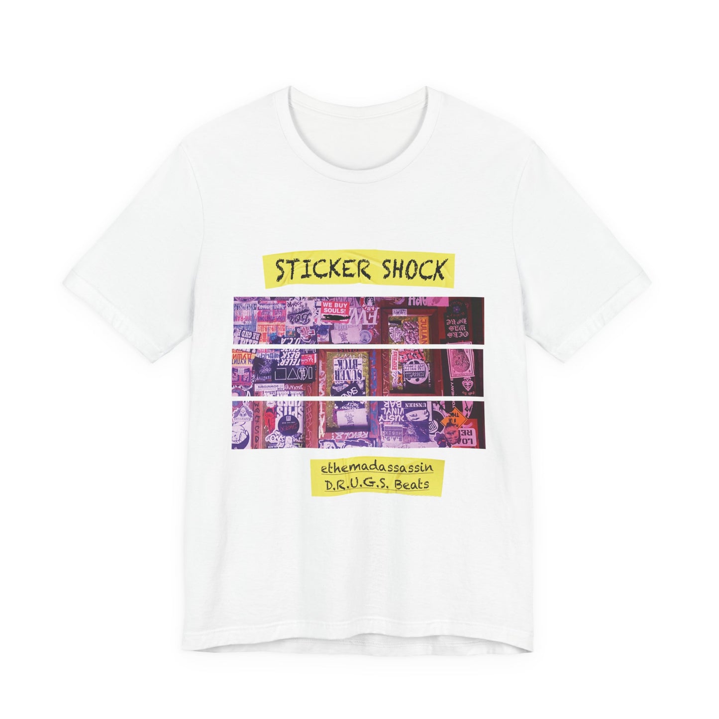 ethemadassassin STICKER SHOCK Unisex Short Sleeve T-Shirt