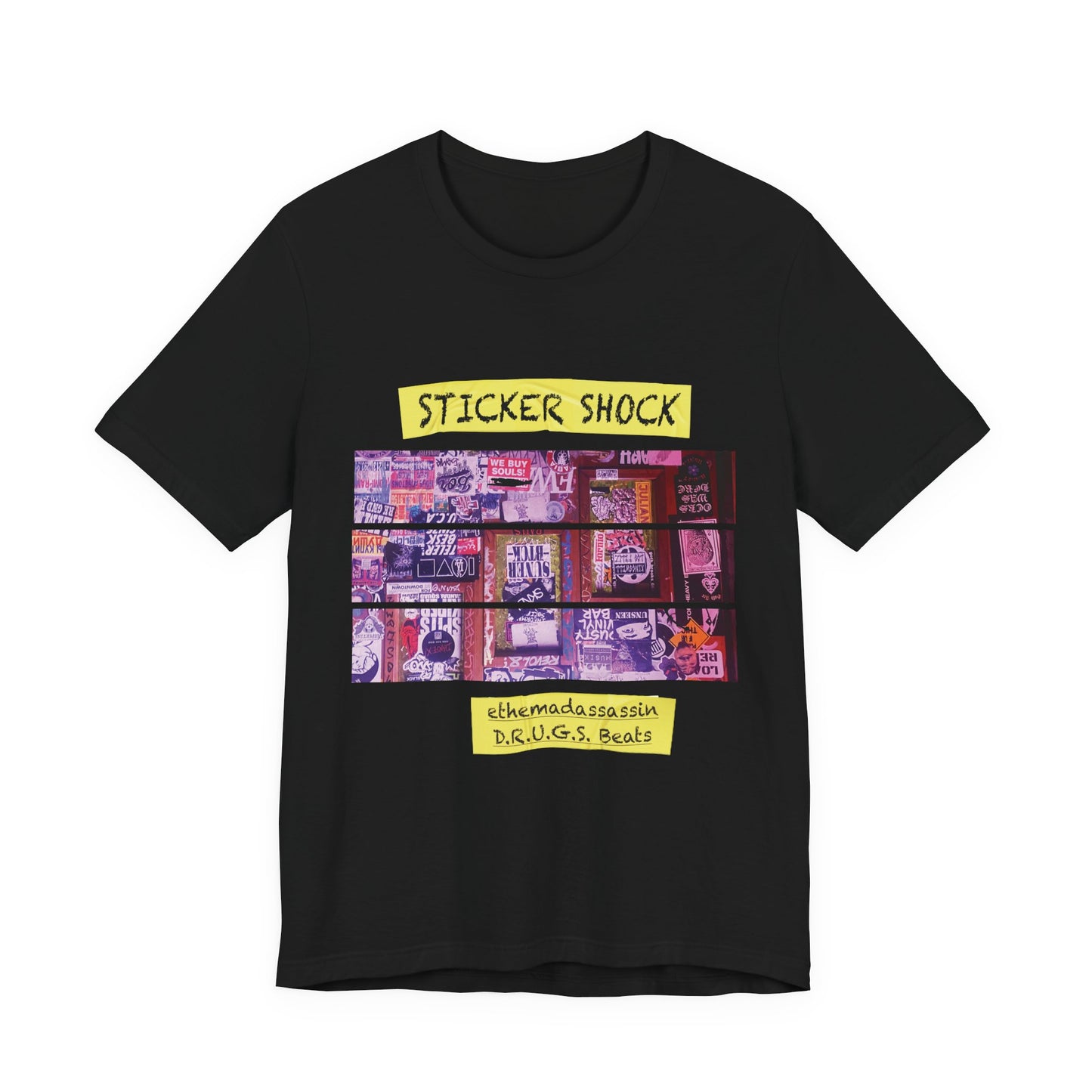 ethemadassassin STICKER SHOCK Unisex Short Sleeve T-Shirt